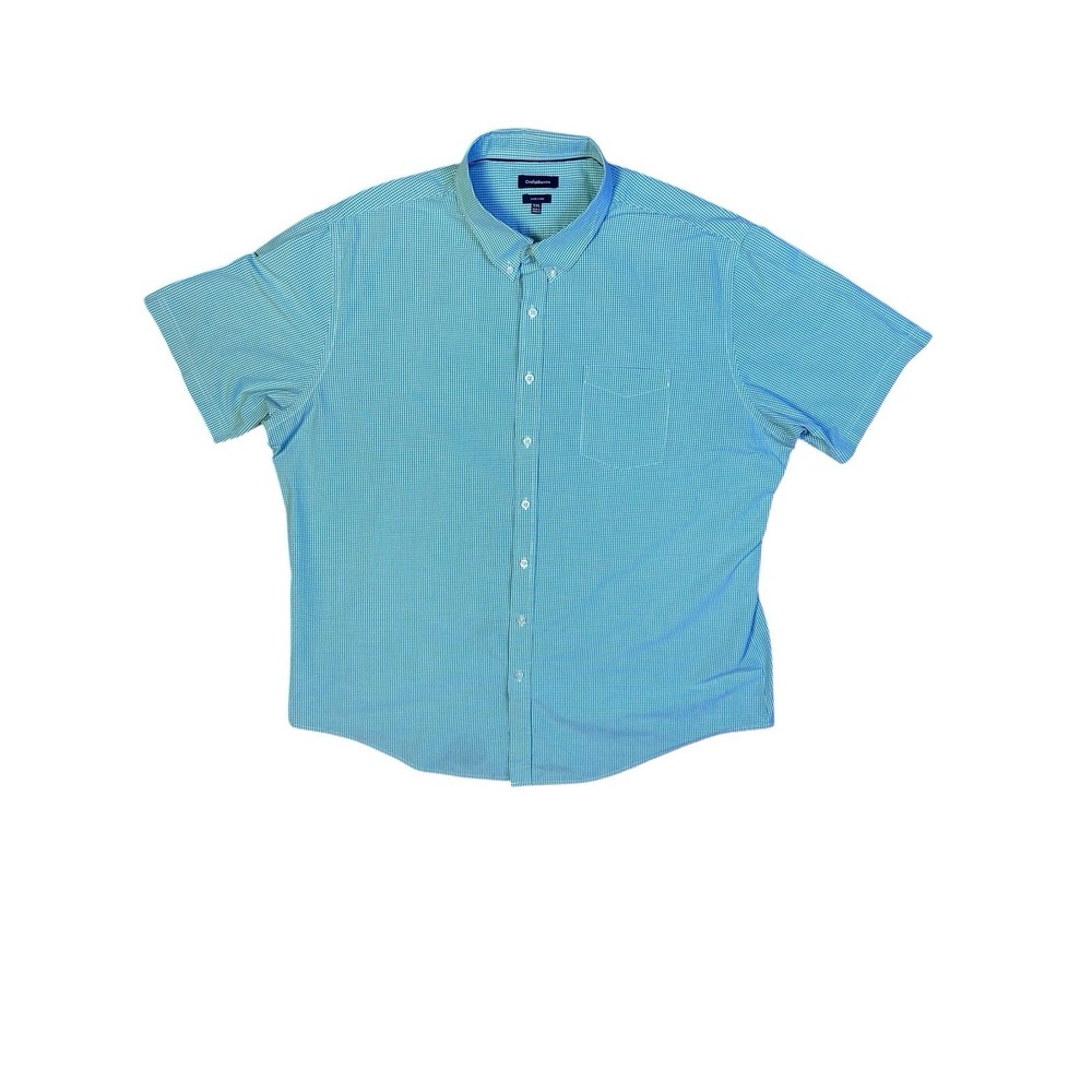 Croft & Barrow Easy Care Men's XXL Short Sleeve Button Up Blue check Shirt